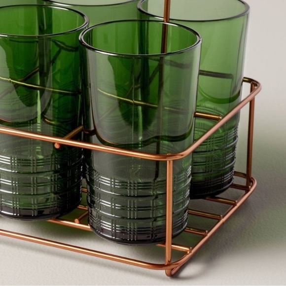 HEARTH & HAND NWT colored glass tumbler caddy set -13oz - Picture 3 of 7